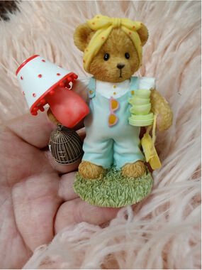 Cherished Teddies Nicole Girl Bear with Lamp, Birdcage & Purses Thrift Shopper